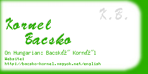 kornel bacsko business card